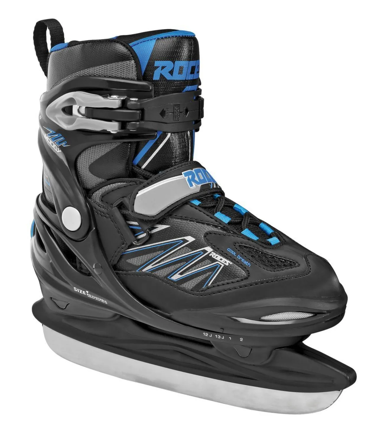 Roces Adjustable Ice Skate For Kids-Mod. Moody Ice 2.0 Boy Black-Astro Blue,Red