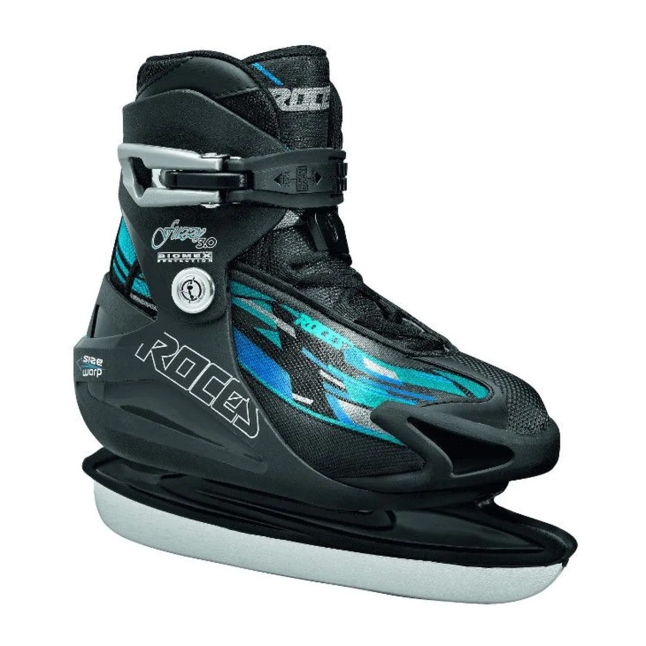 Roces Adjustable Ice Skate For Kids Fuzzy 3.0 Boy Black-Lightblue-Silver