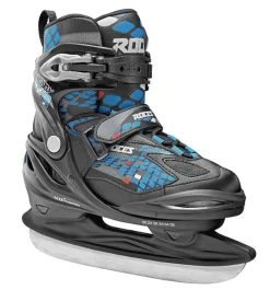 Roces Adjustable Ice Skate For Kids-Mod. Moody Ice Boy Black-Astro Blue,Red